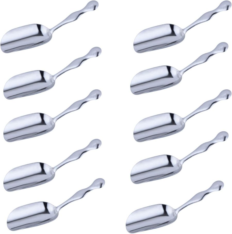 10 Pcs Mini Candy Scoops Stainless Steel Tea Coffee Ice Shovel Teaspoon Small Shovel for Tea, Coffee, Candy, Ice Cream, Dessert, Sugar, Kitchen Or Buffet