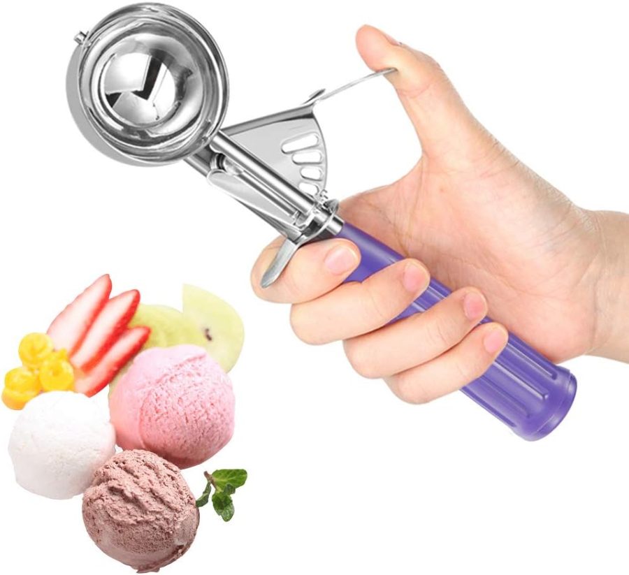 Ice Cream Scoop, Small Size Cookie Scoop Melon Baller Scoop with Trigger Release for Meatballs Melon, Ice Cream Scoop Stainless Steel Scoopers (Small Size - 1.46Tbsp)