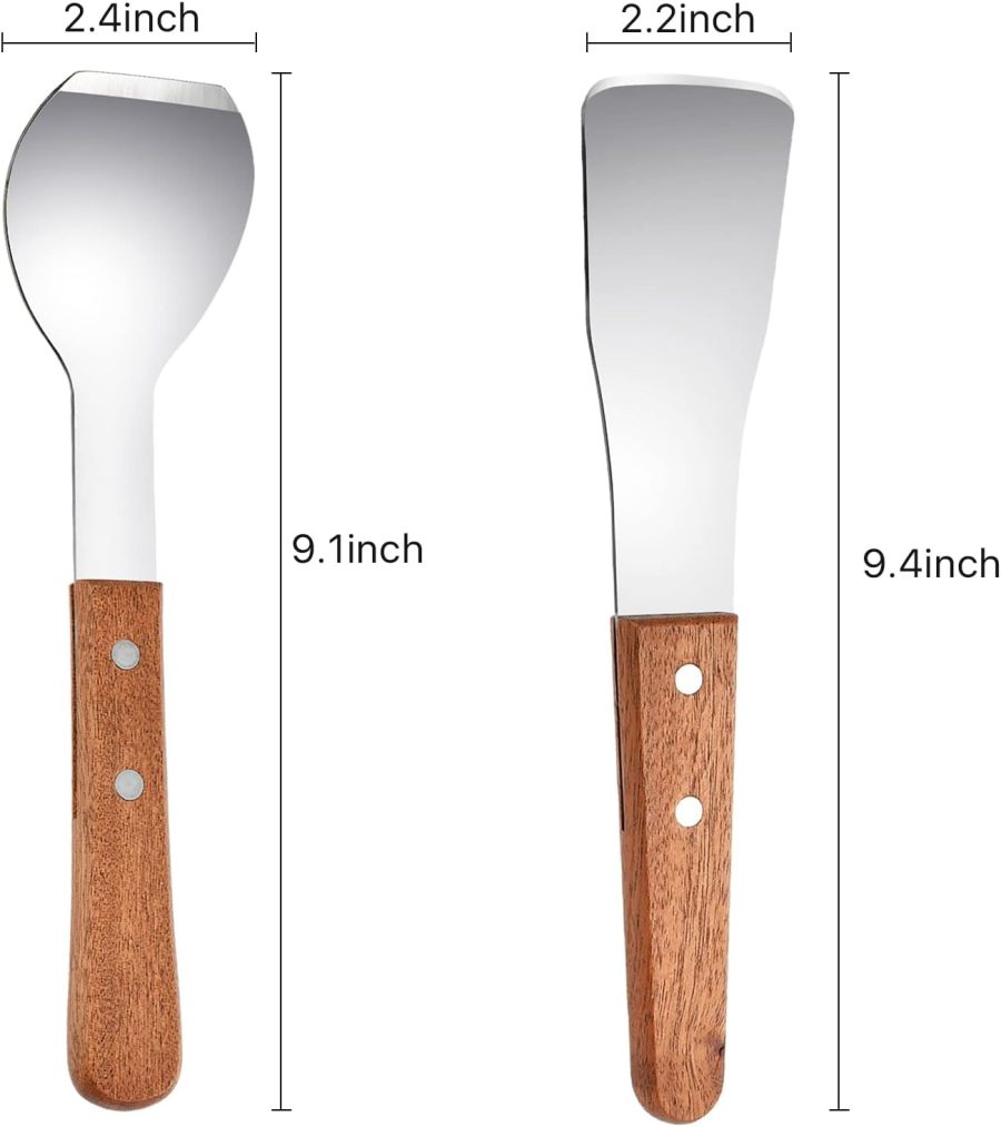 2 Pieces Ice Cream Scoop, Stainless Steel Ice Cream Shovel with Wooden Handle Metal Dessert Spade Butter Blade Cook Cake Scraper for Kitchen Party Wedding - Image 2