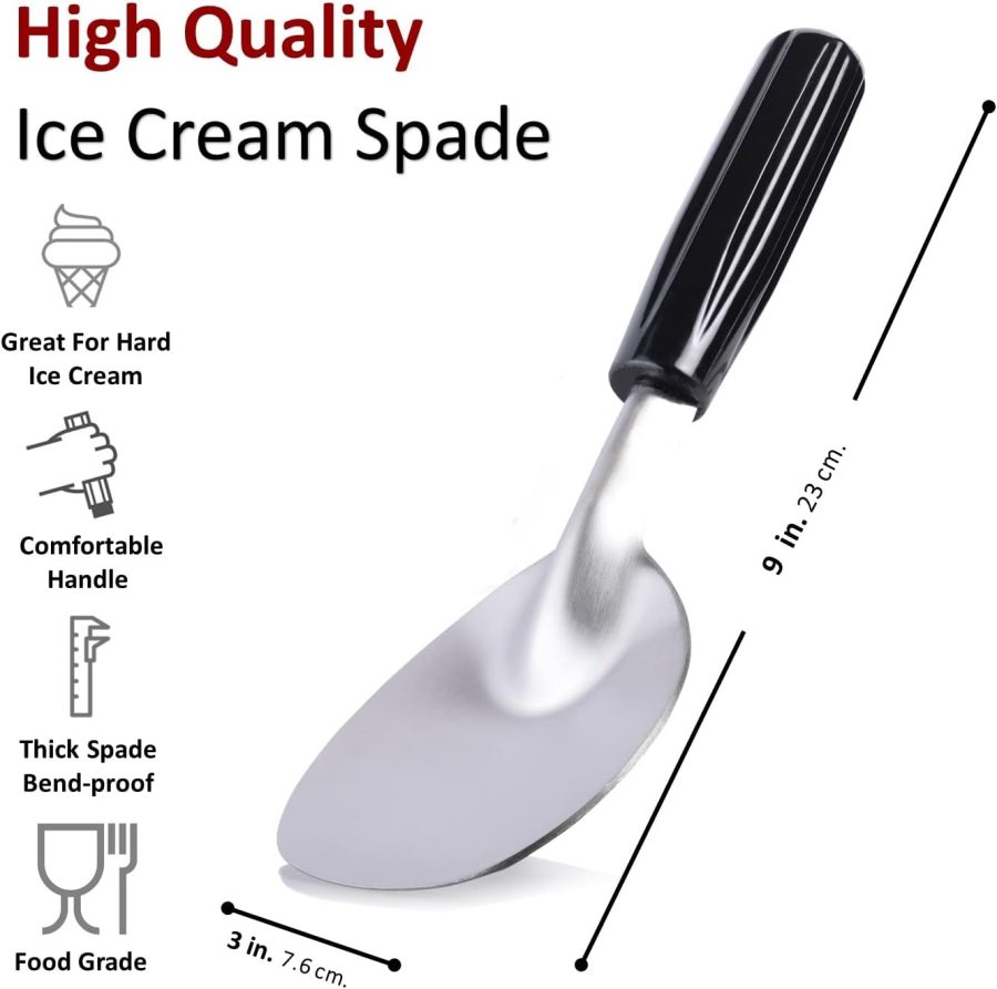 Ice Cream Spade - Stainless Steel Ice Cream Paddle for Hard or Creamy Ice Cream - Ice Cream Scoop with Comfortable Plastic Handle - Heavy Duty Strong, Durable Bend Proof Ice Cream Scooper - Image 2