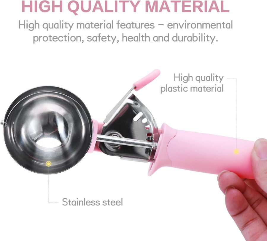 Ice Cream Scoop, Cookie Fruit Scoop with Comfort Grip Handle, Stainless Steel Ice Cream Scoop with Trigger Lever(8.46 Inch) - Image 2
