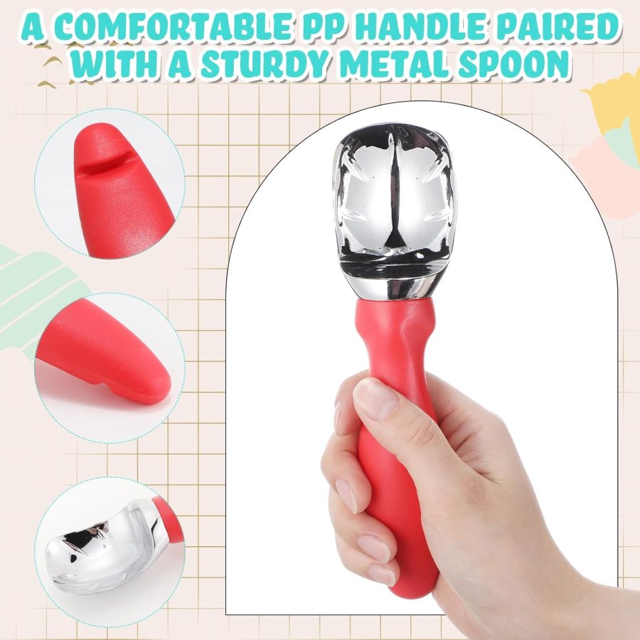 3 Pcs Ice Cream Scoop Stainless Steel Scoop with Grip Handle Heavy Duty Ice Cream Scooper Dishwasher Safe Kitchen Tool for Gelato Sorbet Cookie Dough Melon Fruit Frozen Yogurt - Image 2