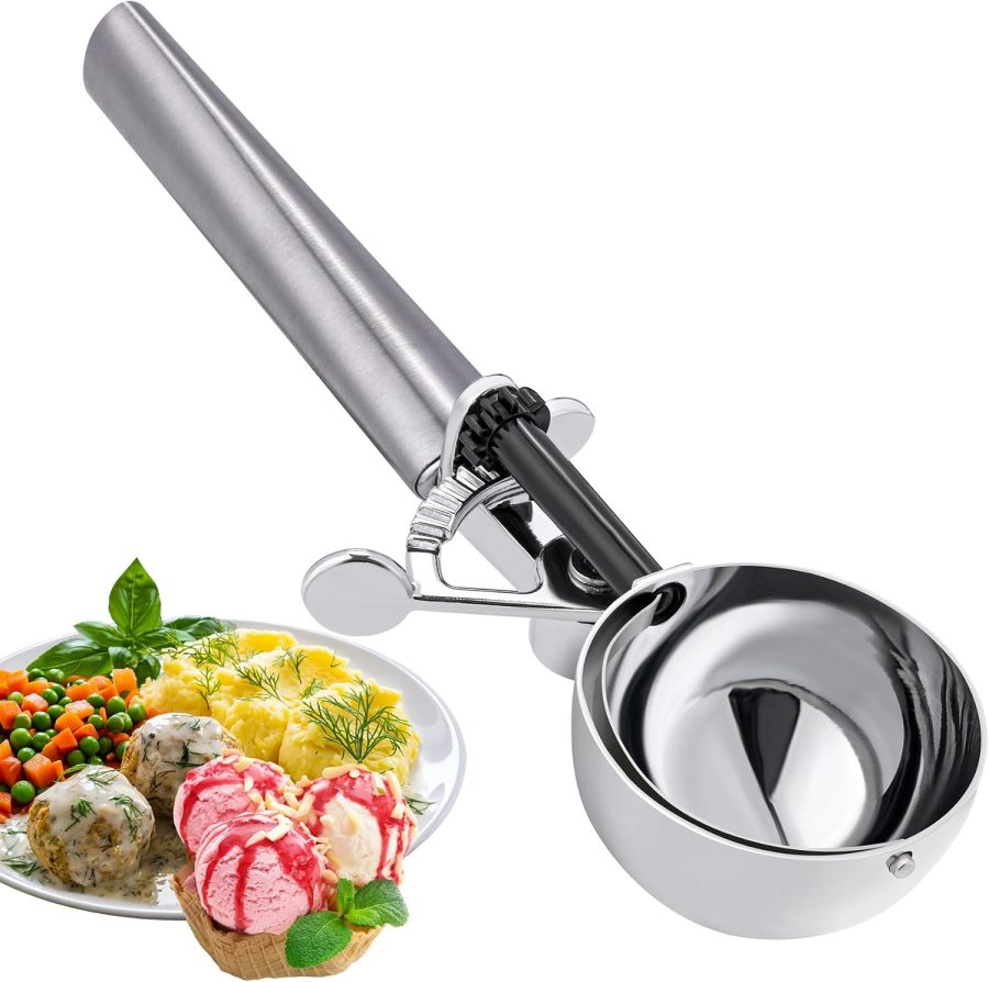 #16 (2 oz) Cookie Dough Scoop - Cookie Scoops for Baking, Ice Cream Scooper Stainless Steel with Trigger, Scoopers for Food, Baking, Melon Baller and Meatball Maker